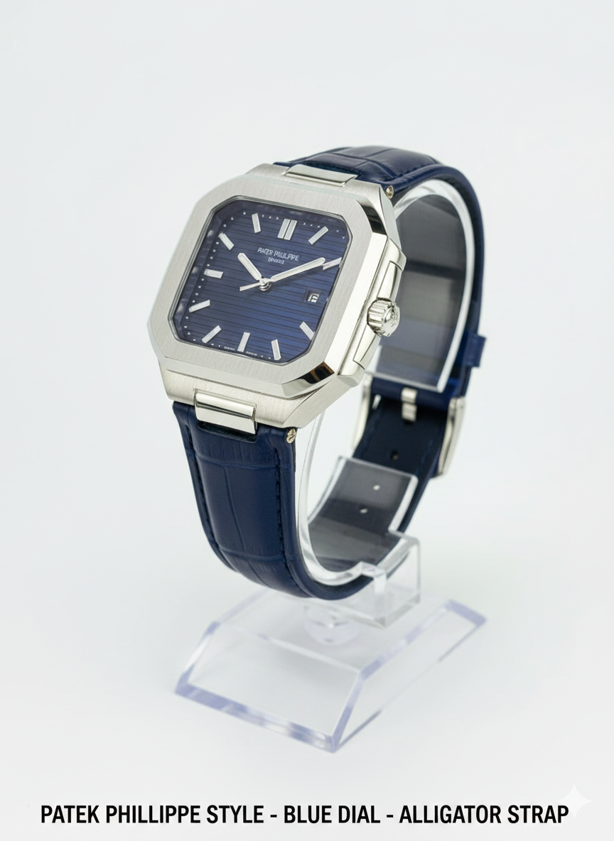 Architect Series Men’s Dress Watch – Brushed Silver-Tone Octagonal Case